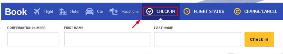 A screenshot of Southwest’s web check in option