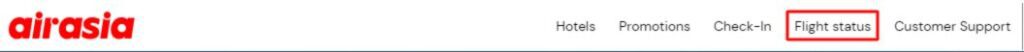 A screenshot of AirAsia’s online Flight status tab