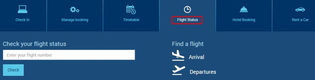 A screenshot of Azerbaijan Airlines online Flight Status functionality