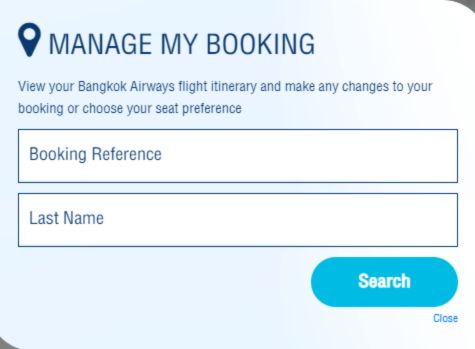 A screenshot of the Manage My Booking section