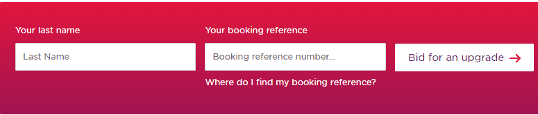 Bid for an upgrade page on Virgin Atlantic’s website