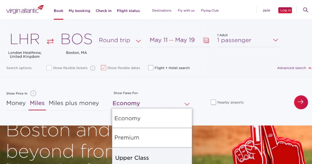 Virgin Atlantic Paid Upgrade