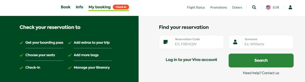 A screenshot of the My booking section on Viva Aerobus’ website. Courtesy: VivaAerobus.com